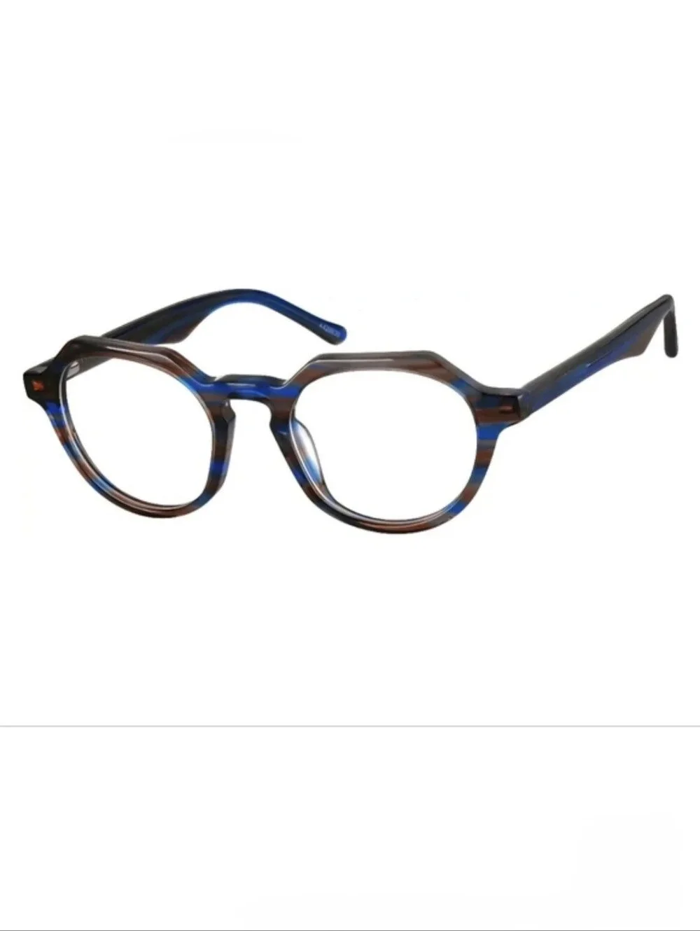 Zenni Premium Acetate Geometric Frames (4429839) + Case - Navy & Amber Tortoise